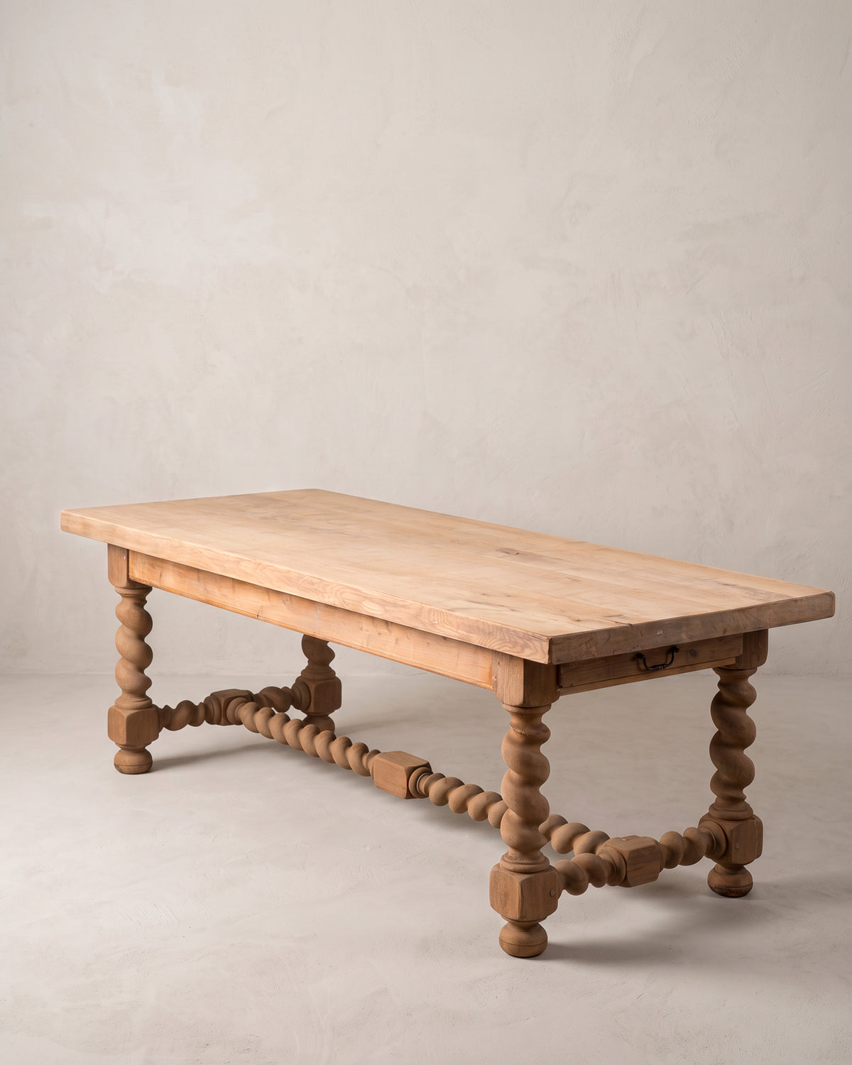 Mesa de Comedor de Roble Macizo de 220 cm | Patas Salomónicas, Francia