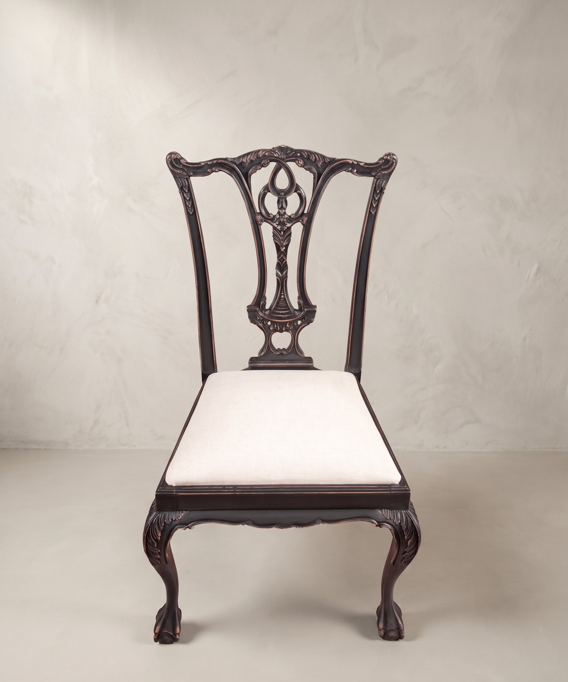 Conjunto de 6 Sillas Vintage Estilo Chippendale | Negro Decapado