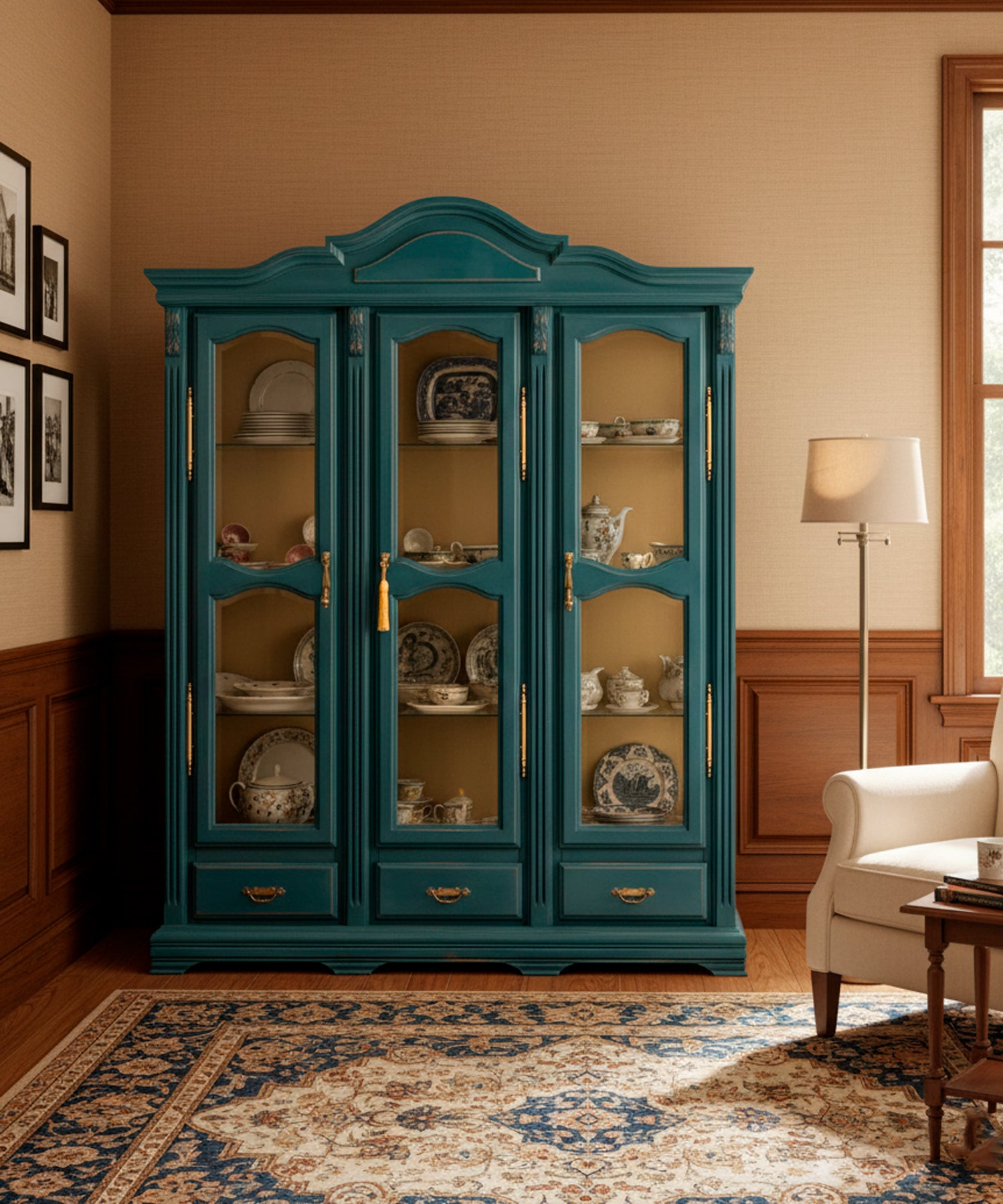 Lena antique French display cabinet