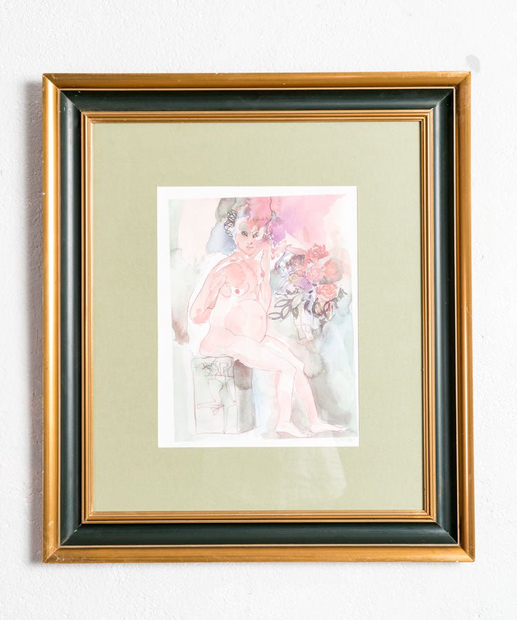 Acuarela mujer desnuda - Antique arte y decoracion