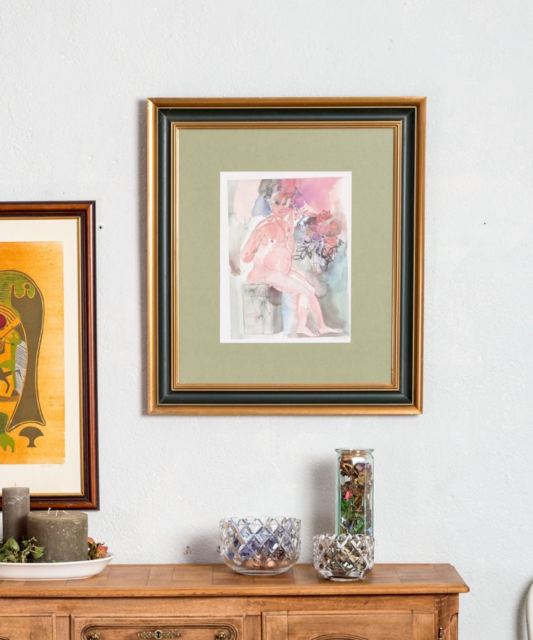 Acuarela mujer desnuda - Antique arte y decoracion