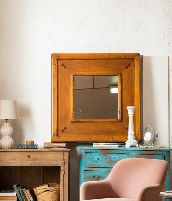 Espejo cuadrado de madera - Antique arte y decoracion