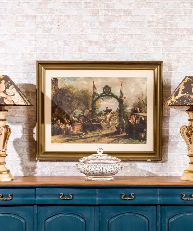 Litografía boda holandesa siglo XIX - Antique arte y decoracion