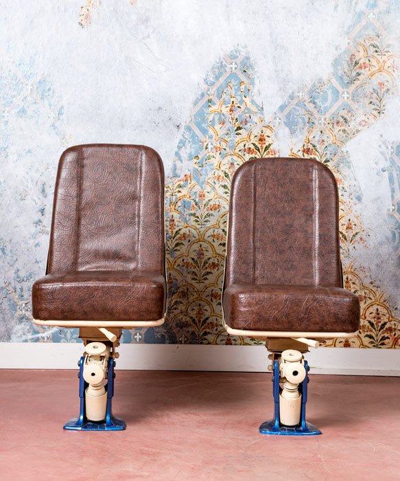 Pareja de sillones de maquinista de tren antiguos - Antique arte y decoracion