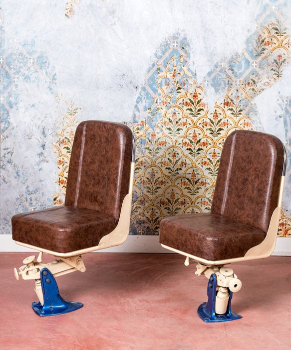 Pareja de sillones de maquinista de tren antiguos - Antique arte y decoracion