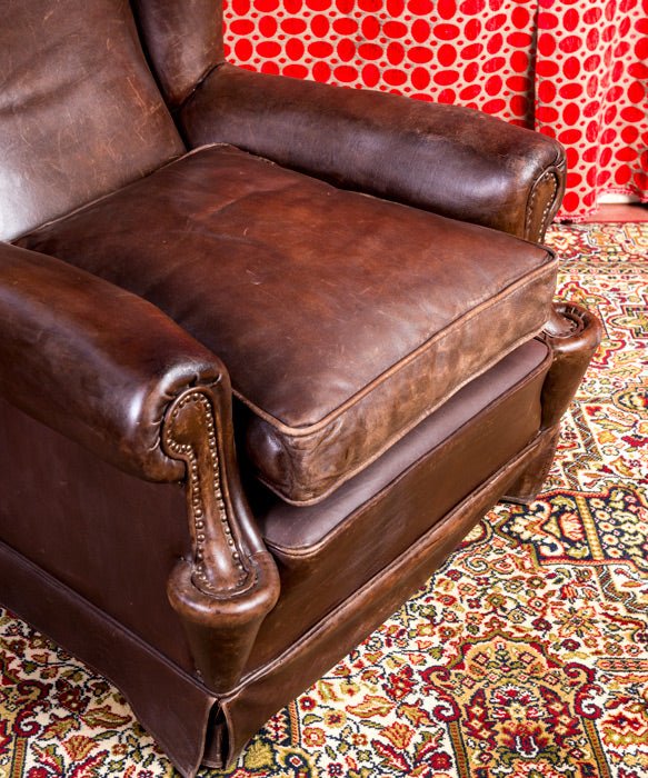 Sillón inglés antiguo de piel - Antique arte y decoracion