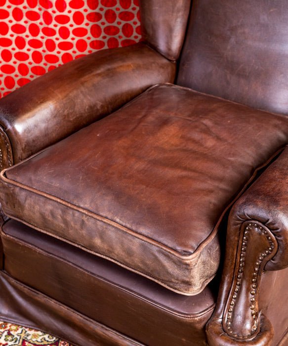 Sillón inglés antiguo de piel - Antique arte y decoracion