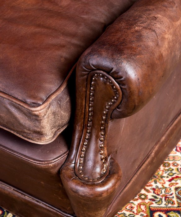 Sillón inglés antiguo de piel - Antique arte y decoracion