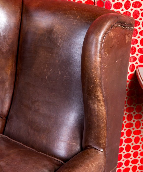 Sillón inglés antiguo de piel - Antique arte y decoracion