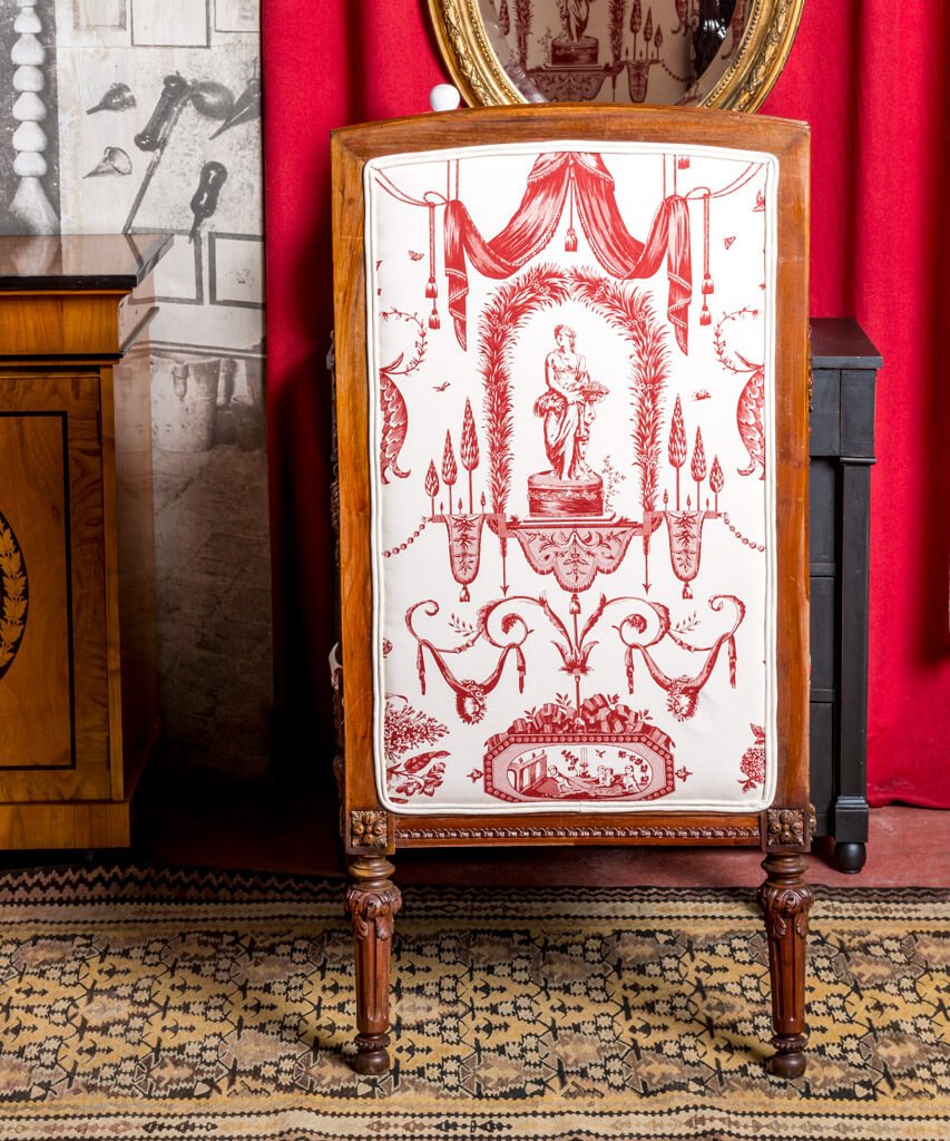 Sillón trono Toile de Jouy - Antique arte y decoracion