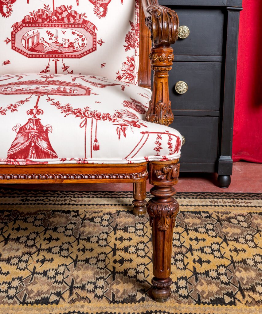 Sillón trono Toile de Jouy - Antique arte y decoracion