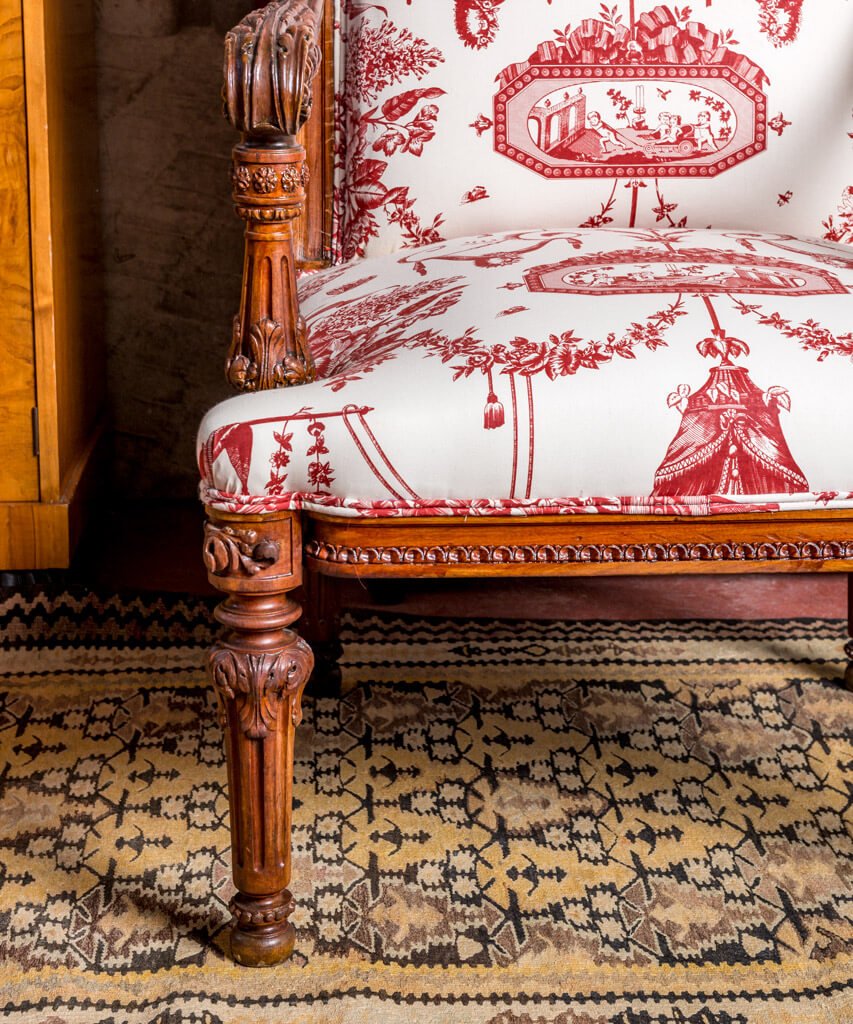 Sillón trono Toile de Jouy - Antique arte y decoracion