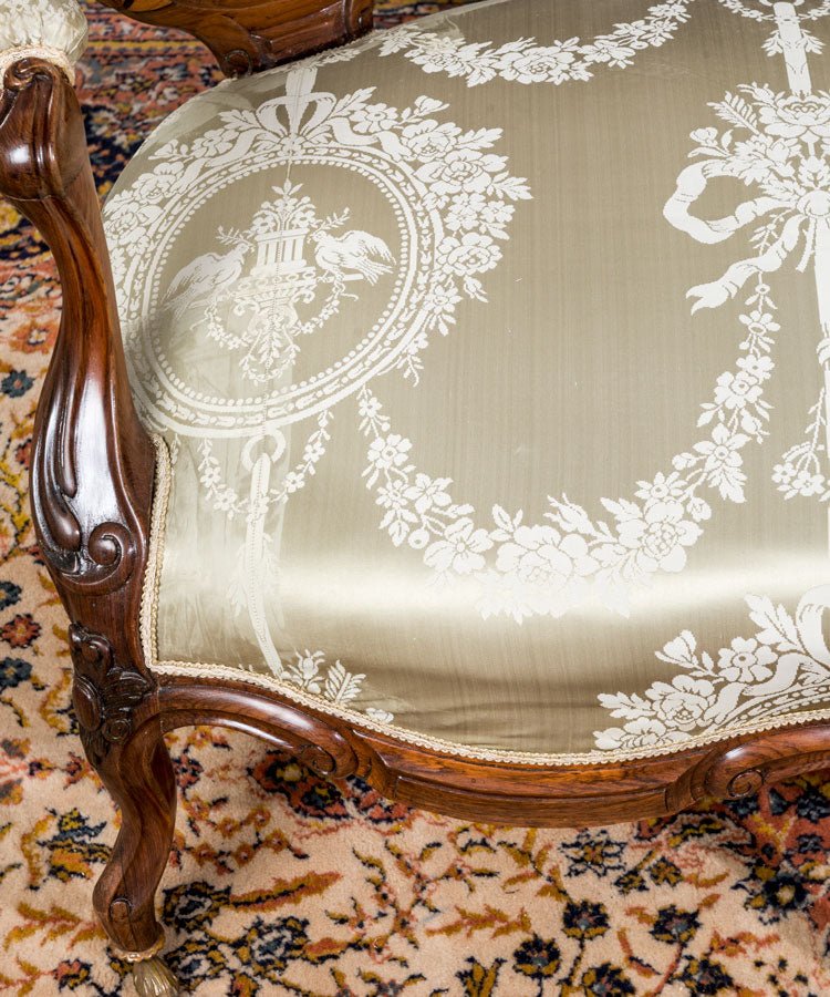 Sofá antiguo de madera de palosanto - Antique arte y decoracion