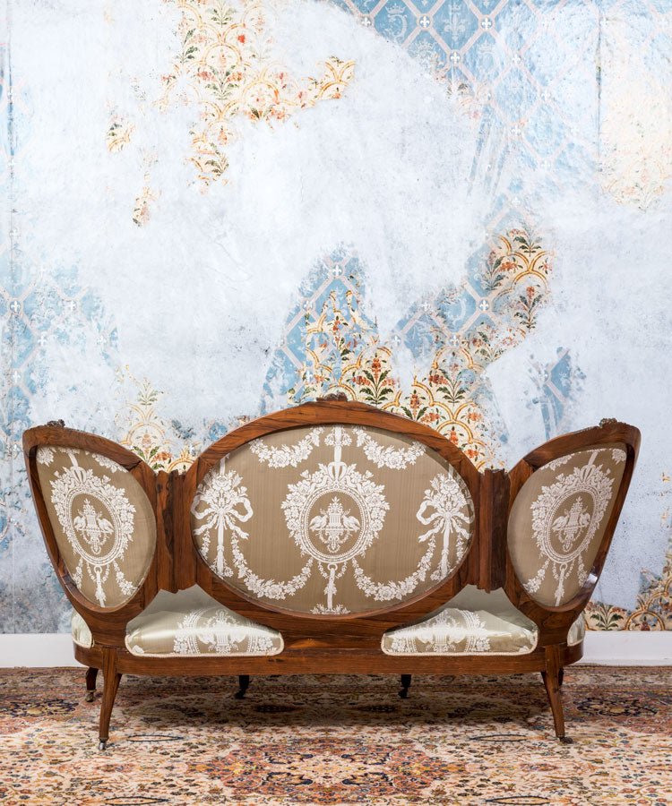 Sofá antiguo de madera de palosanto - Antique arte y decoracion
