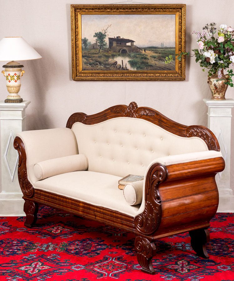 Sofá isabelino antiguo de caoba - Antique arte y decoracion