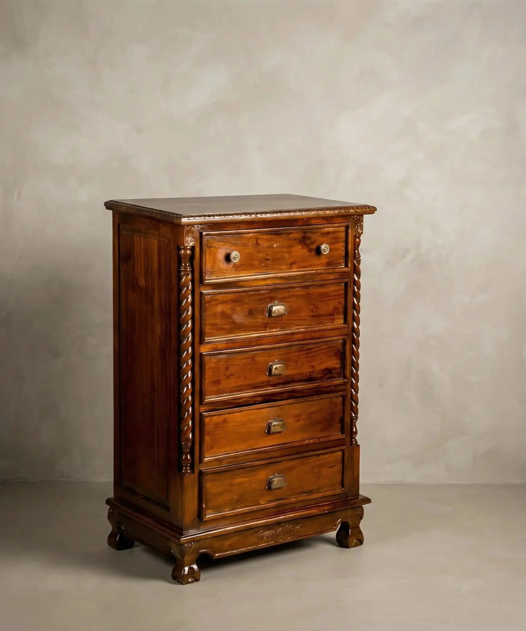 Sinfonier antiguo de madera maciza con columnas salomónicas Antique arte y decoracion