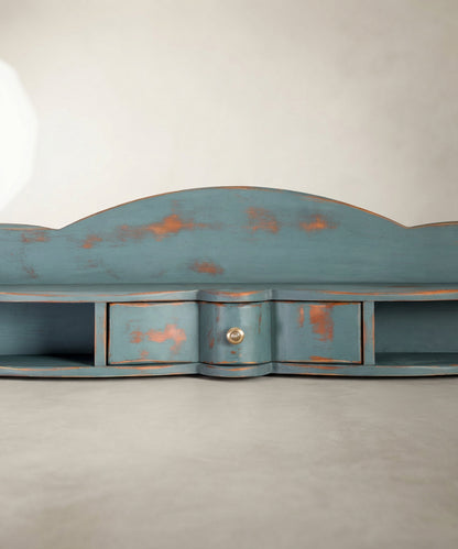 Estantería de pared con cajón en azul