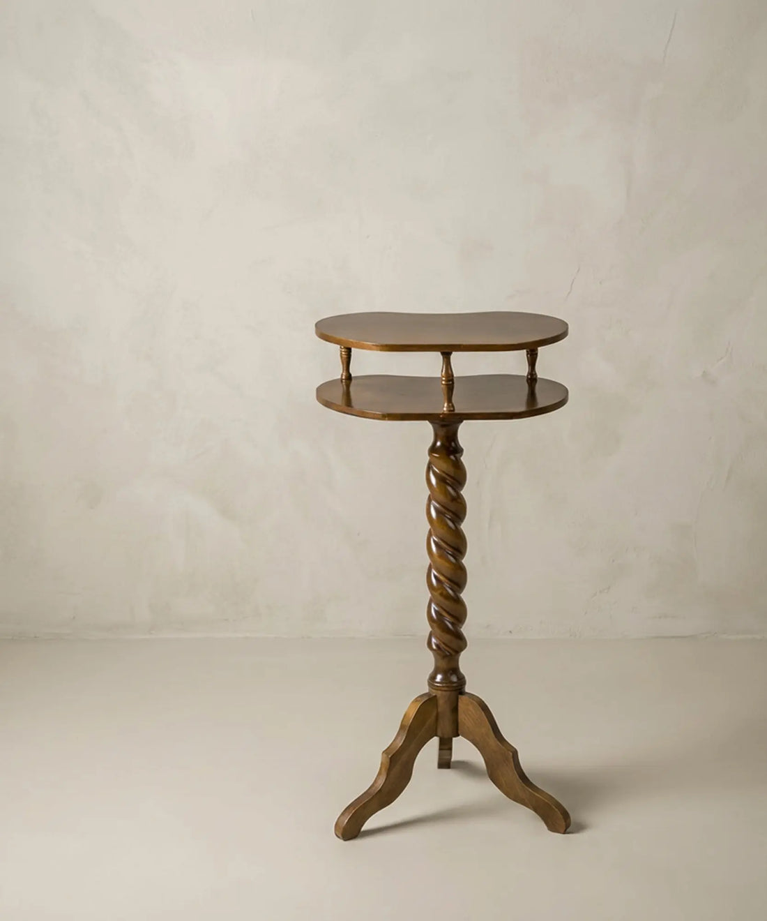 Mesa velador auxiliar vintage con doble tablero