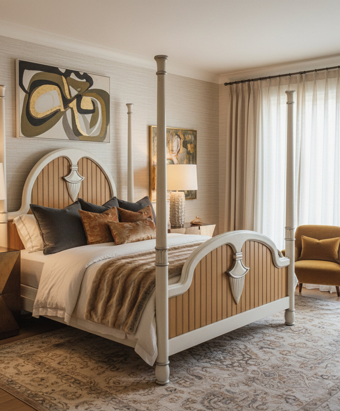 Cama con cuatro columnas