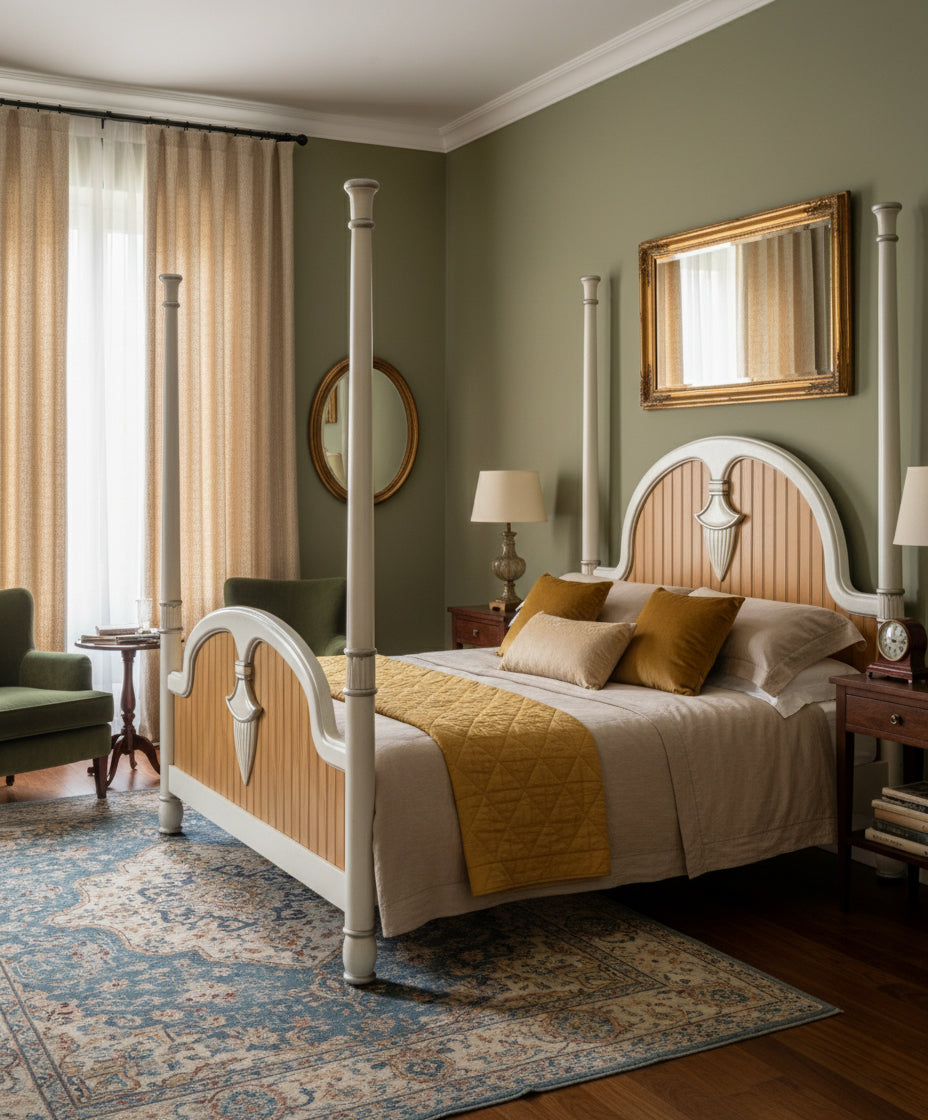 Cama con cuatro columnas