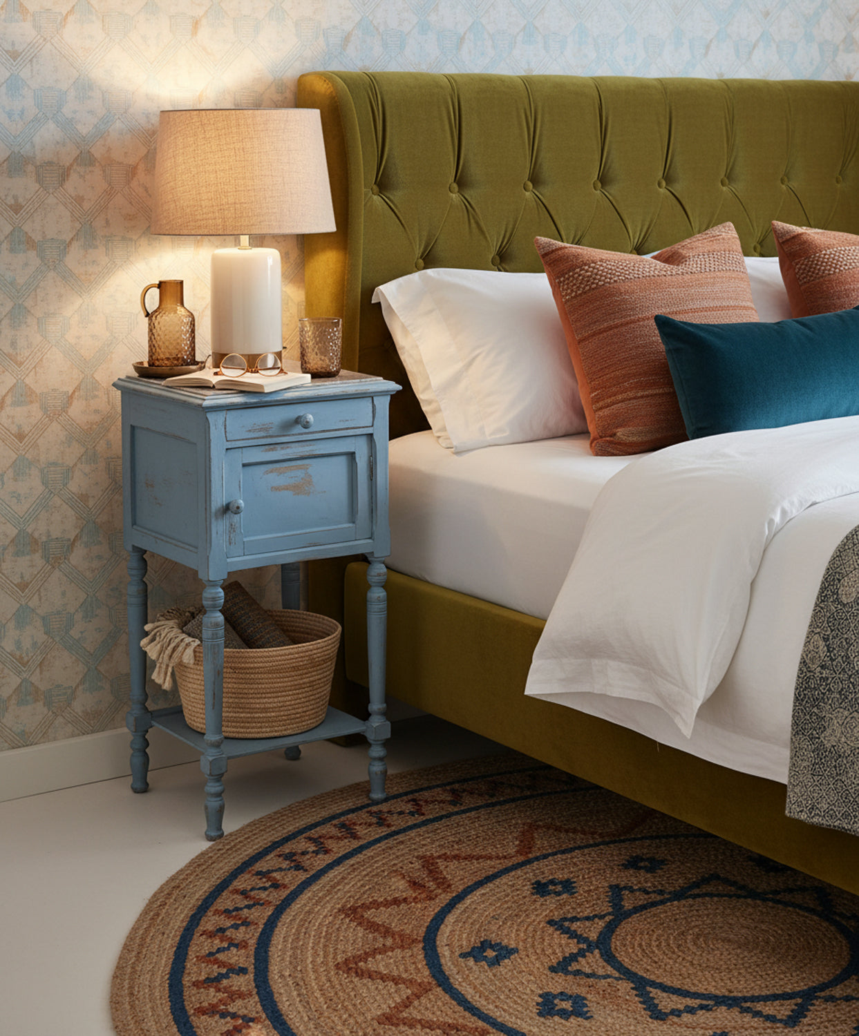 Mesita de Noche Francesa Ciel con Tapa de Mármol