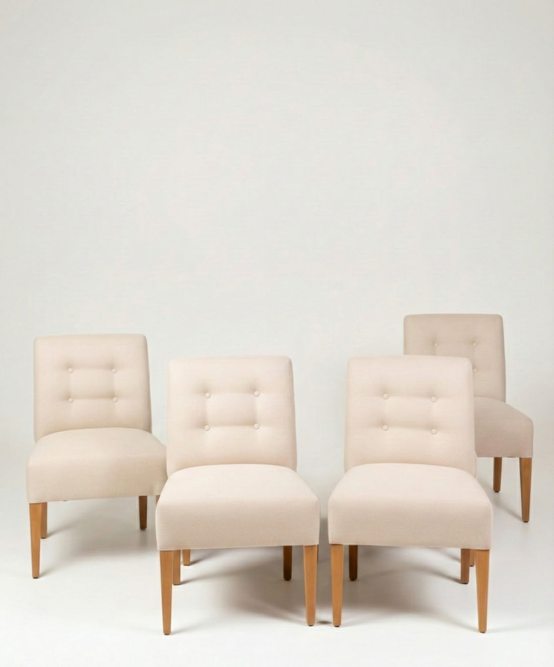 Set of 4 vintage design linen chairs