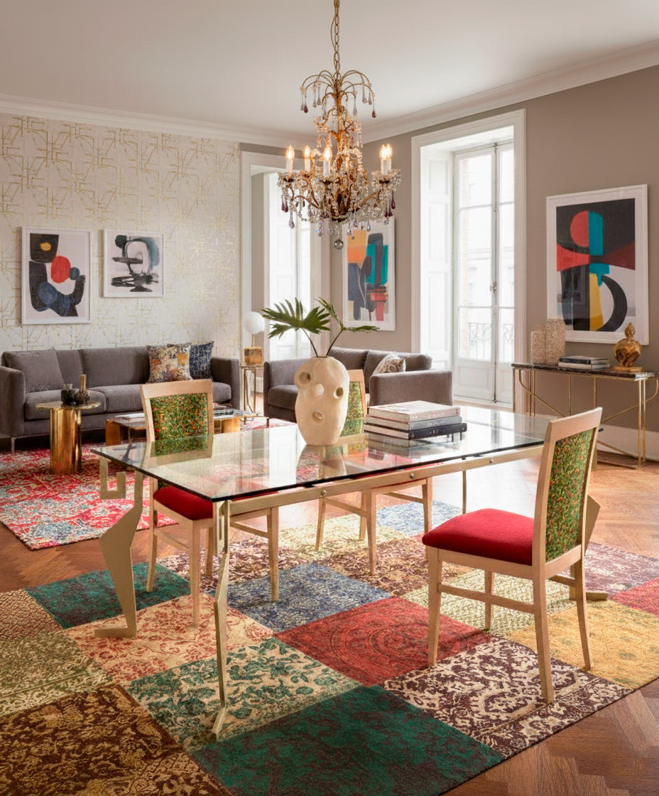 Wrought iron and glass designer table