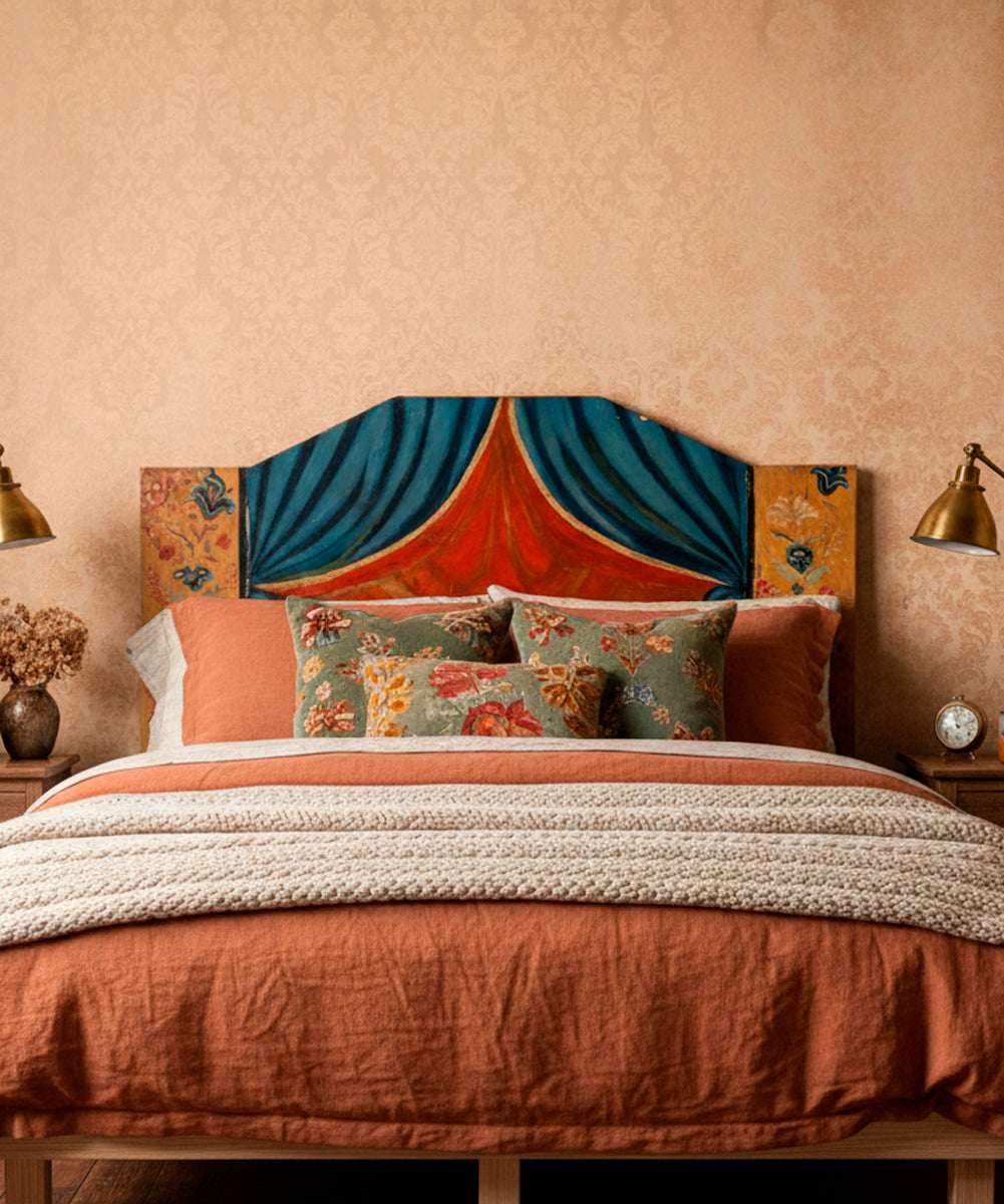 Antique painted headboard