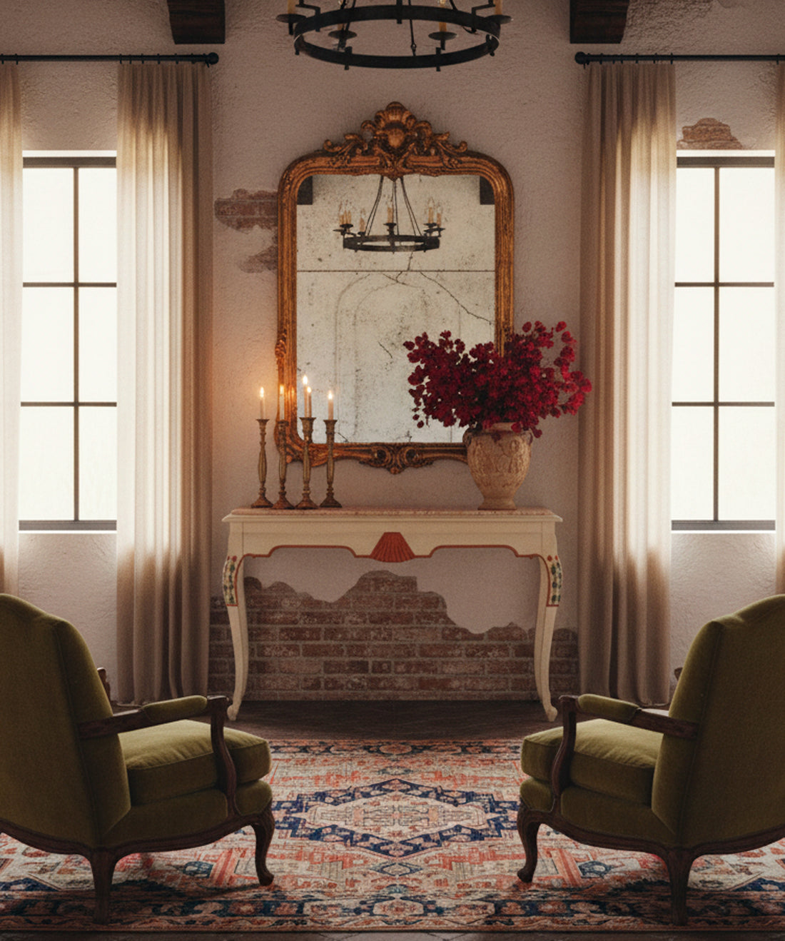 Consola antigua con mármol Vittoria