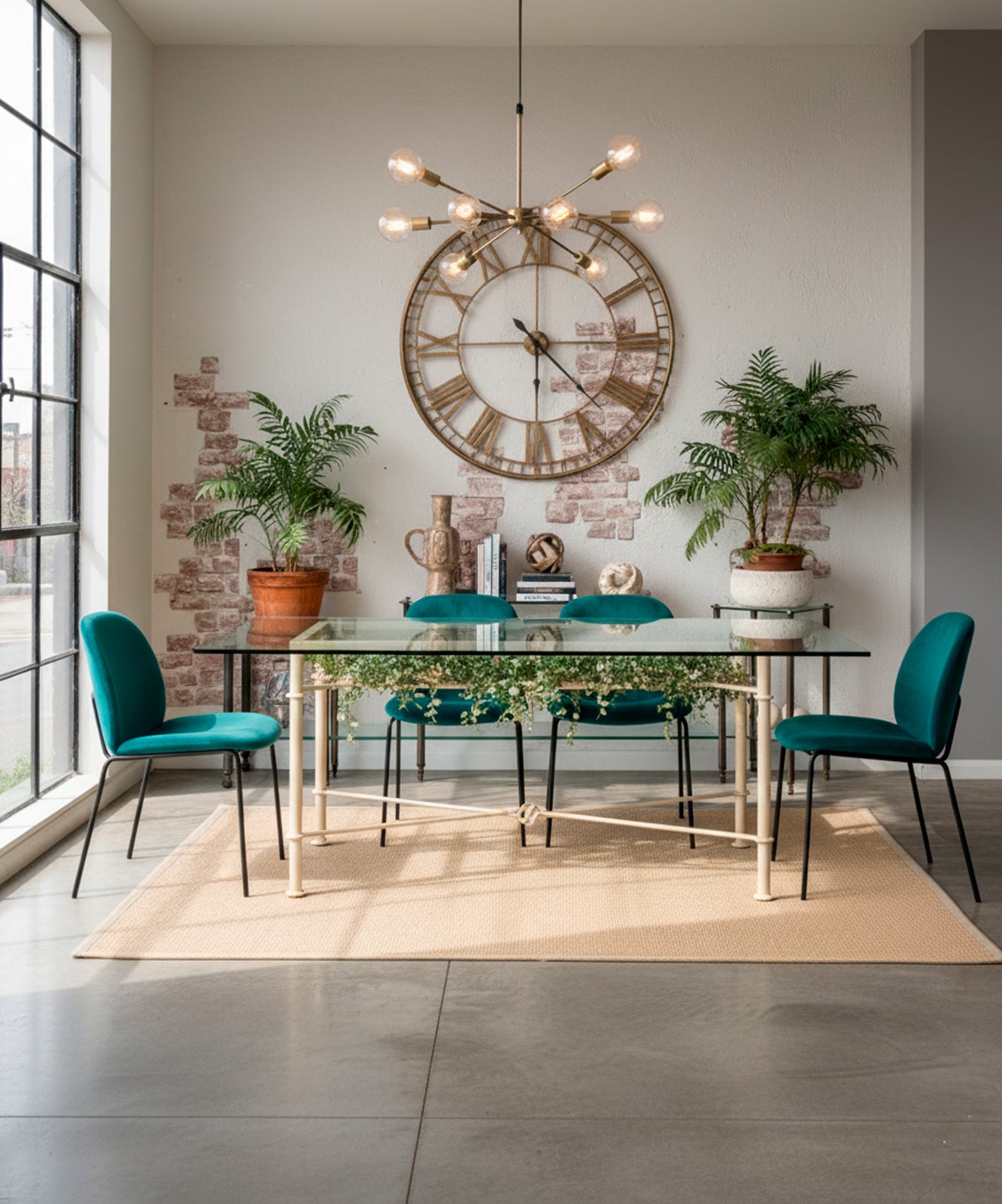 Wrought iron and glass table