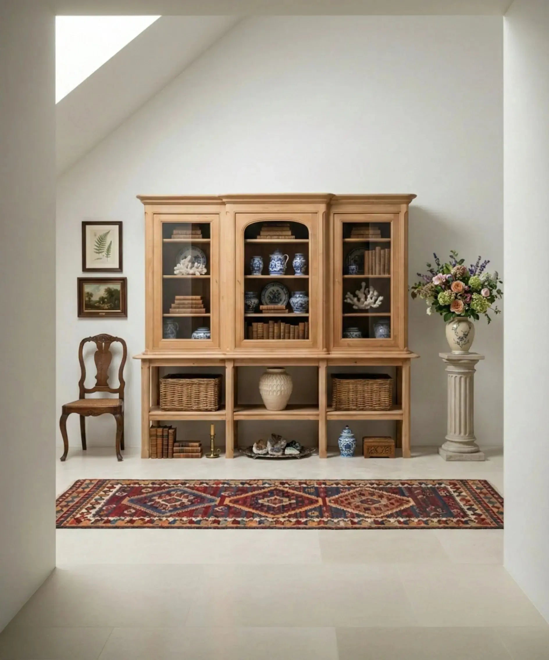 Alacena vitrina de madera lavada Antique arte y decoracion