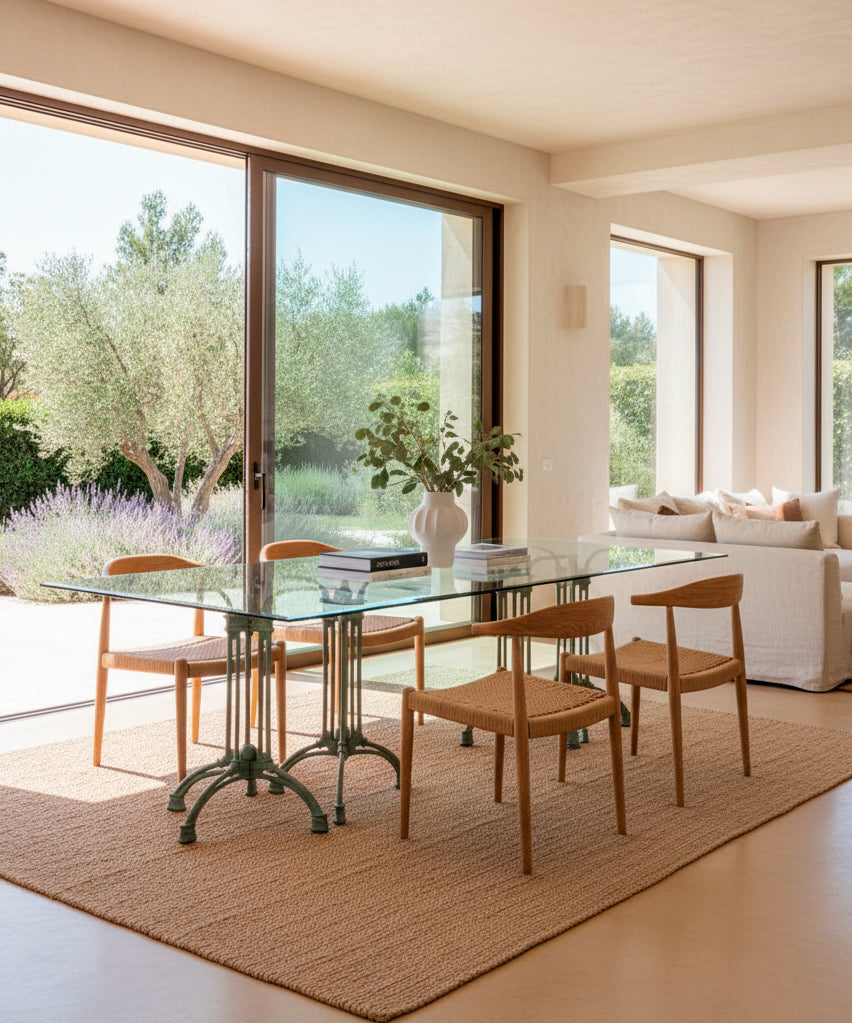Luminar dining table with glass top