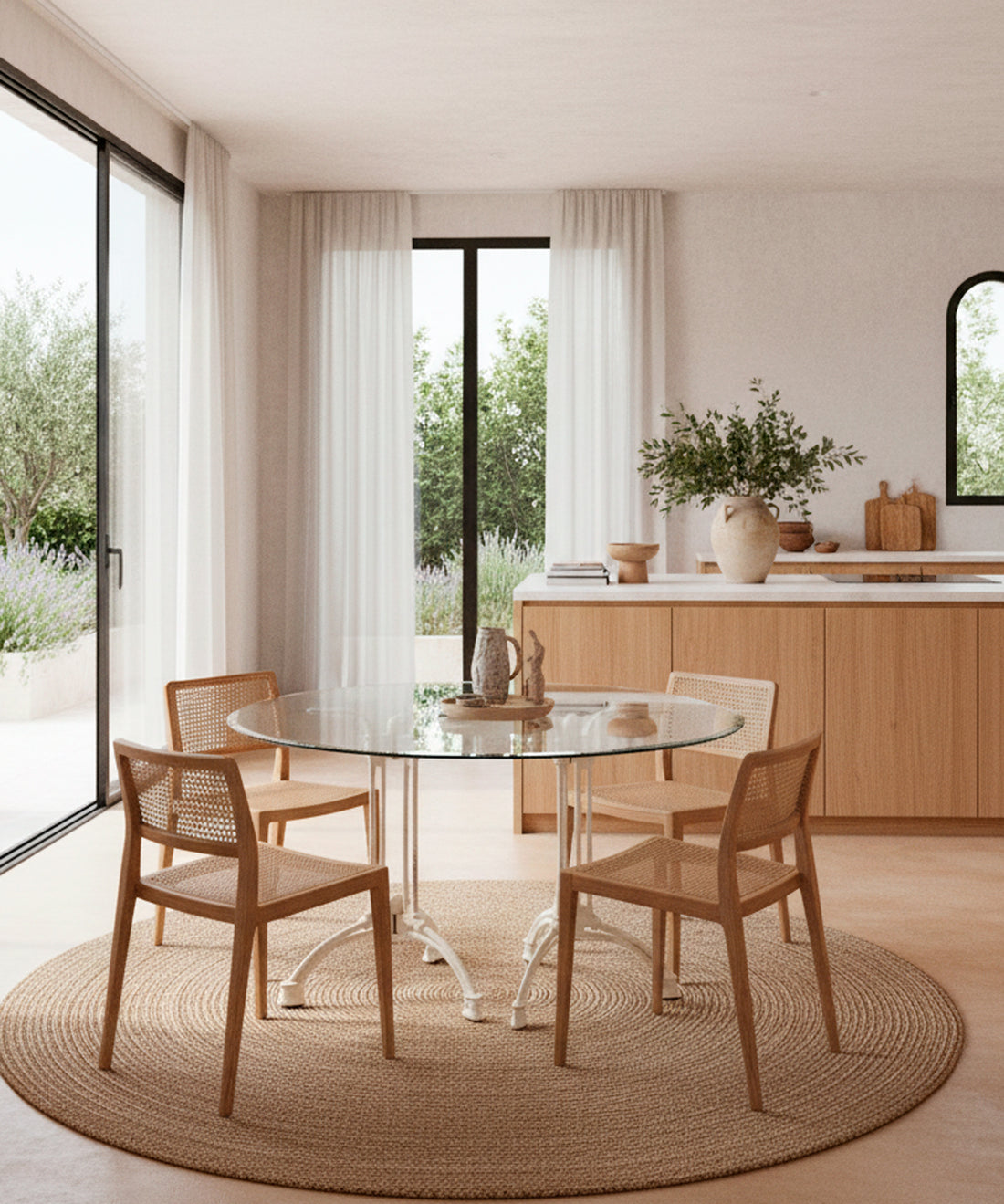 Las Vistillas round glass table