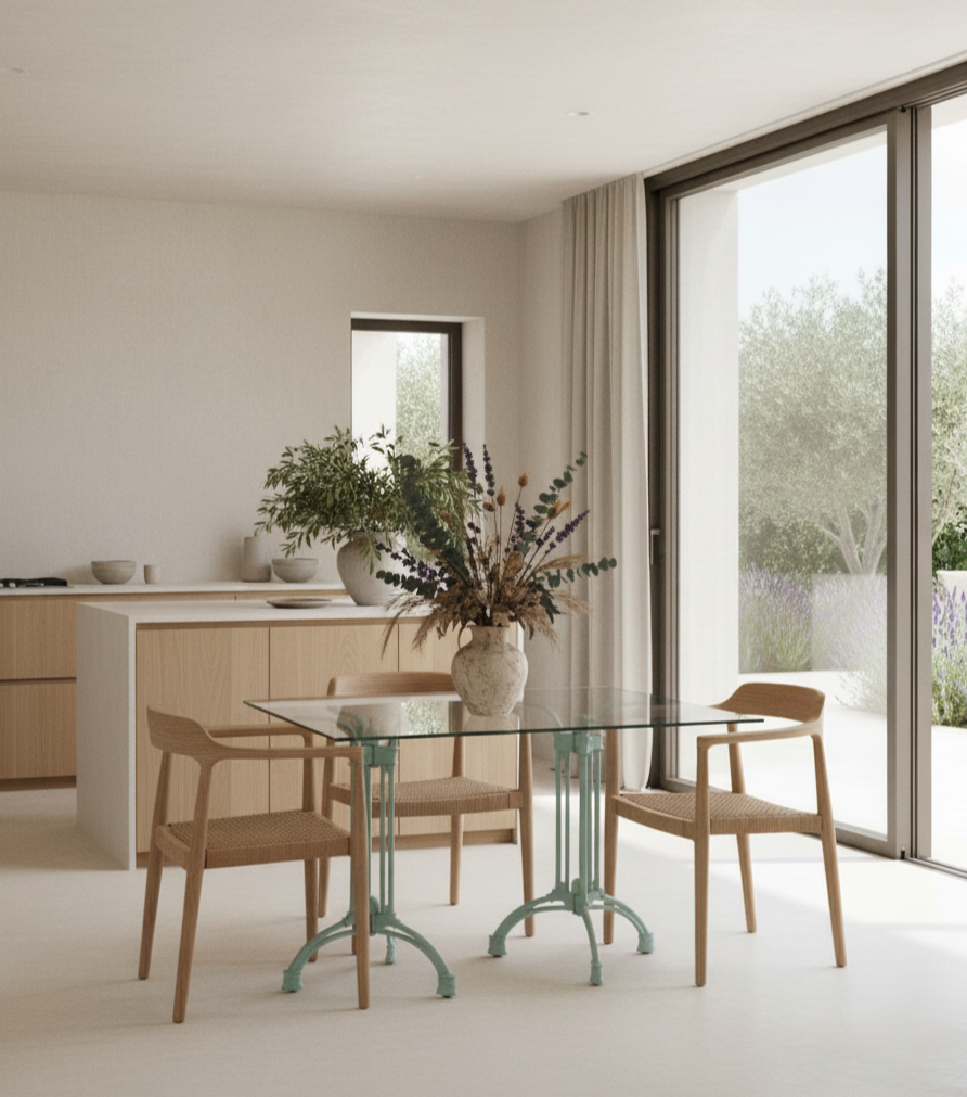 Centinela rectangular glass table