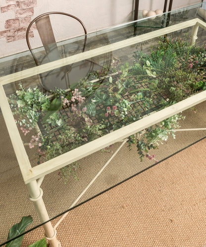 Wrought iron and glass table