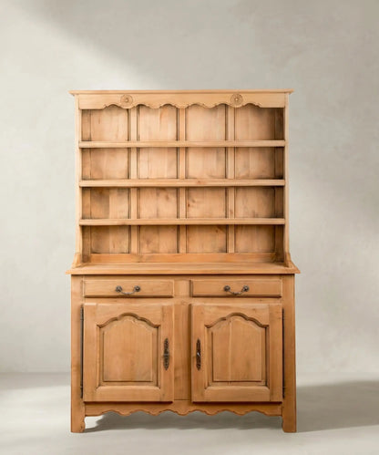 Aparador platero vintage de madera natural estilo provenzal vista frontal — Antique Arte y Decoración