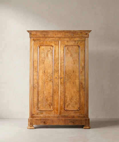 Armario antiguo de raíz de nogal Luis Felipe siglo XIX vista frontal — Antique Arte y Decoración