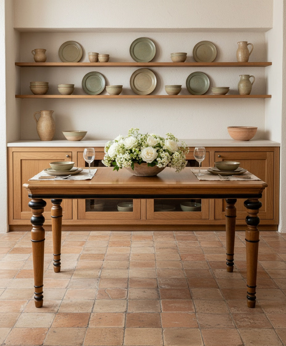 Mesa auxiliar con patas torneadas