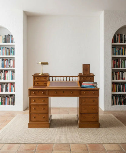 Victorian Dickens desk in solid oak with secretary