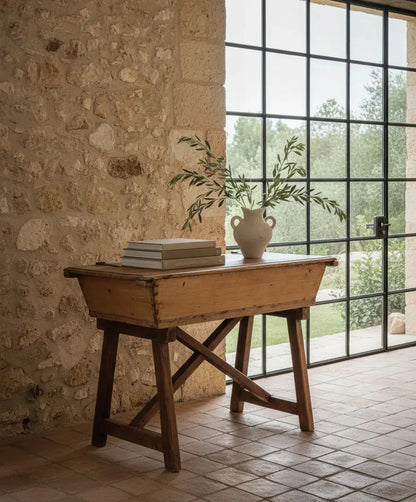 Mesa artesa antigua de madera maciza del Siglo XIX Antique arte y decoracion