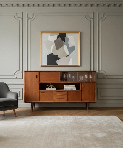 Aparador Mid Century años 60 de madera con mueble bar