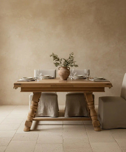 Mesa de comedor extensible en roble natural