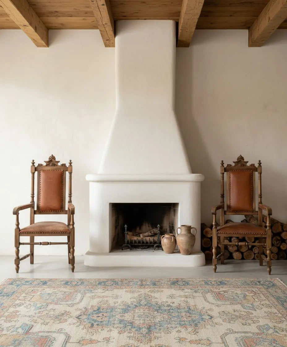 Pareja de sillones fraileros de madera y cuero con pátina original