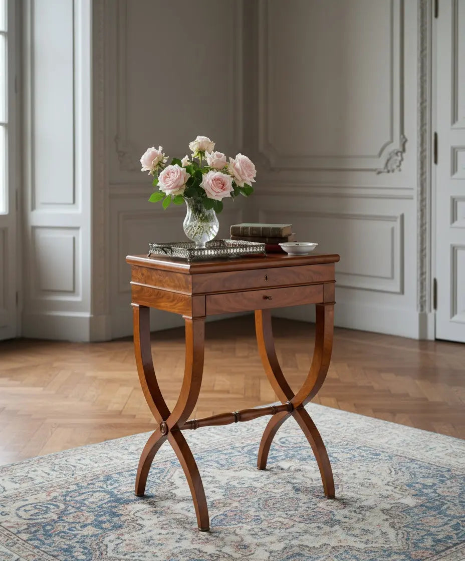 Mesa costurero estilo imperio de caoba