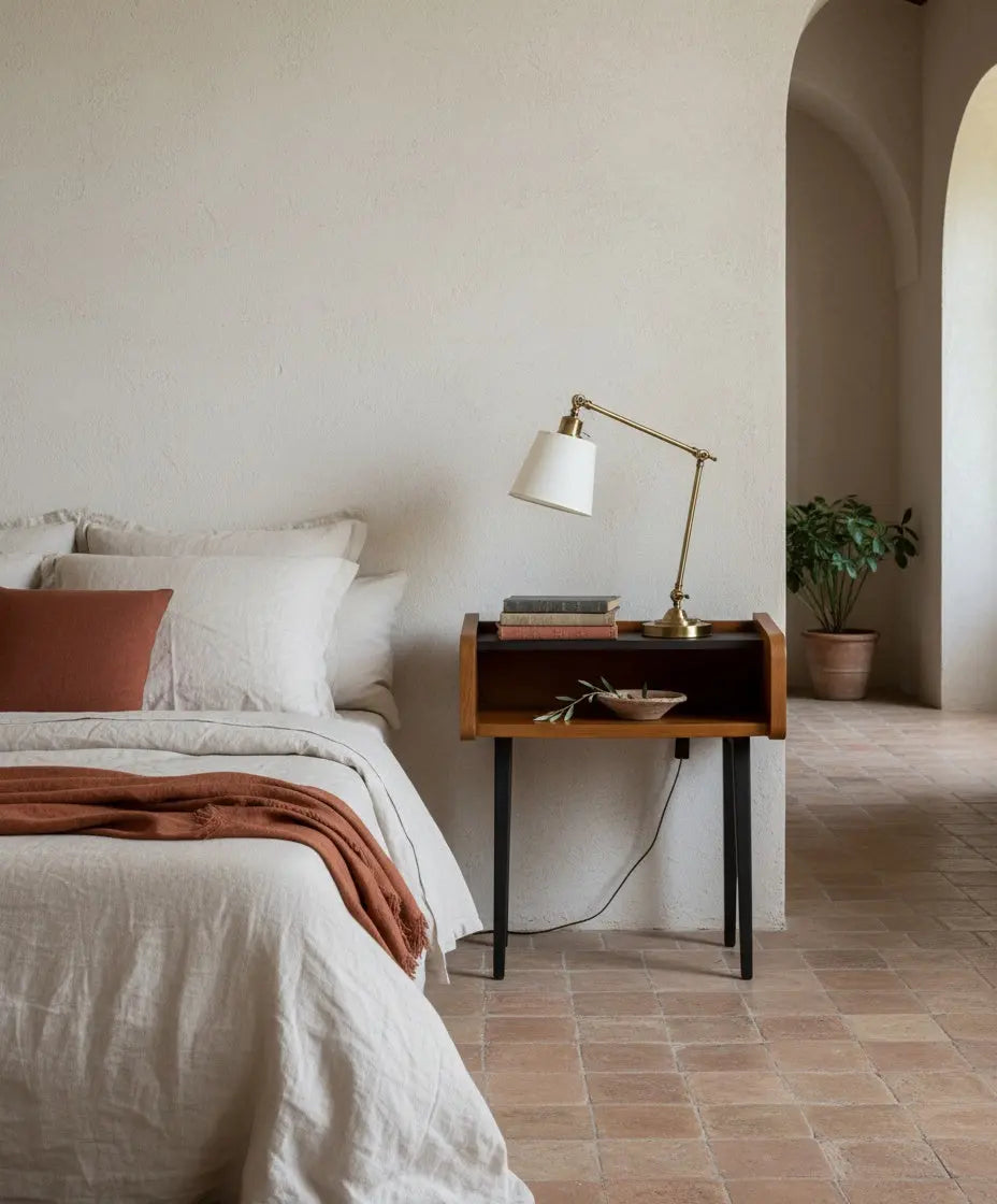 Pareja de mesitas de noche vintage estilo Mid-Century