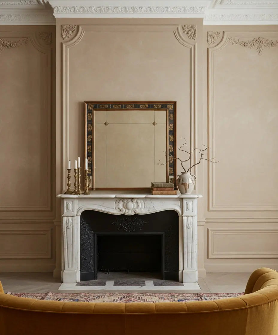 Espejo estilo imperio con marco de cristal y bronces