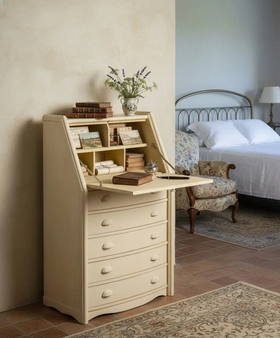 Mueble secreter vintage en tono beige vainilla