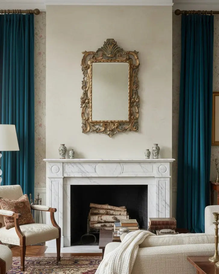 Espejo de pared Vintage Neobarroco Policromado en Oro y Azul