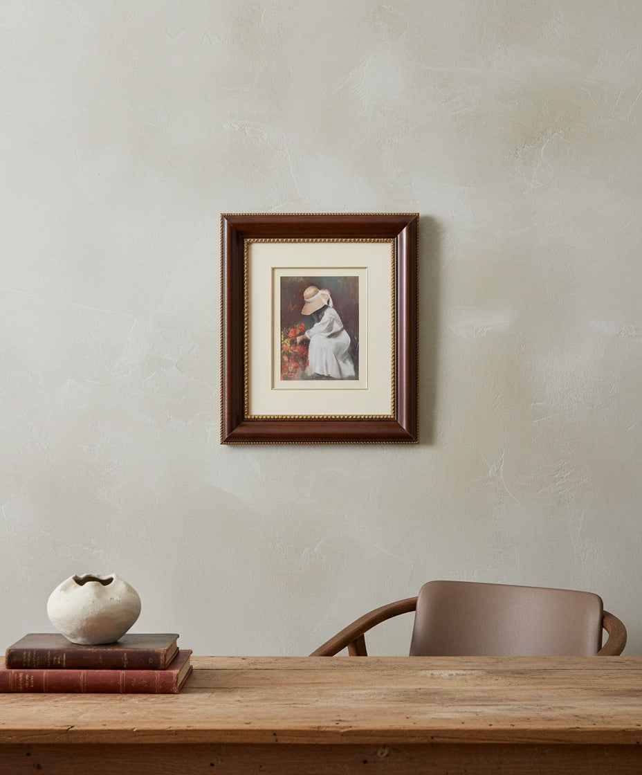 Cuadro mujer recogiendo flores