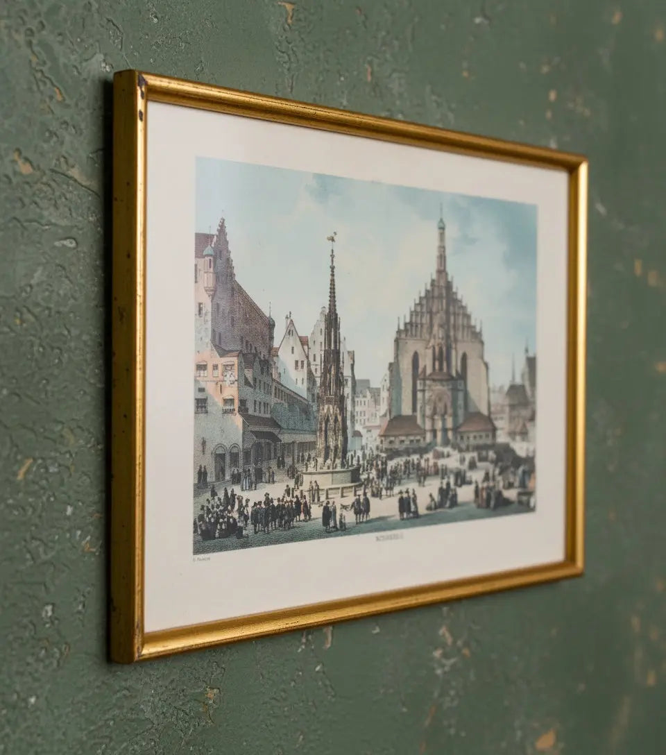 Litografía antigua Núremberg Antique arte y decoracion